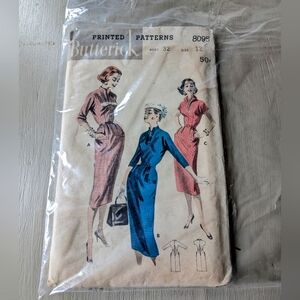 1950's Uncut Size 12 32in. Bust Butterick Dress w/ Pockets Sewing Pattern